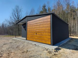 „Home” modell – mobil garázs 6×6, Színkombináció: matt fekete + rusztikus tölgy