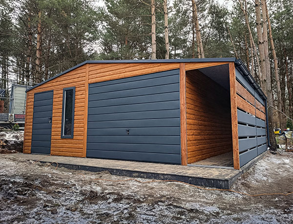 Mobilgarázs 6×5 m – Matt grafit + Matt fekete, modell: Siva