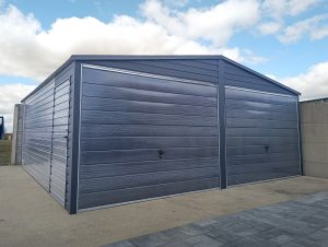 Kakold – 6x6 m-es nyeregtetős lemezgarázs matt grafit kivitelben